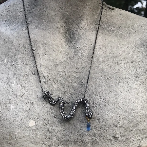 Alexis Bittar snake necklace with blue drop - Picture 5 of 10